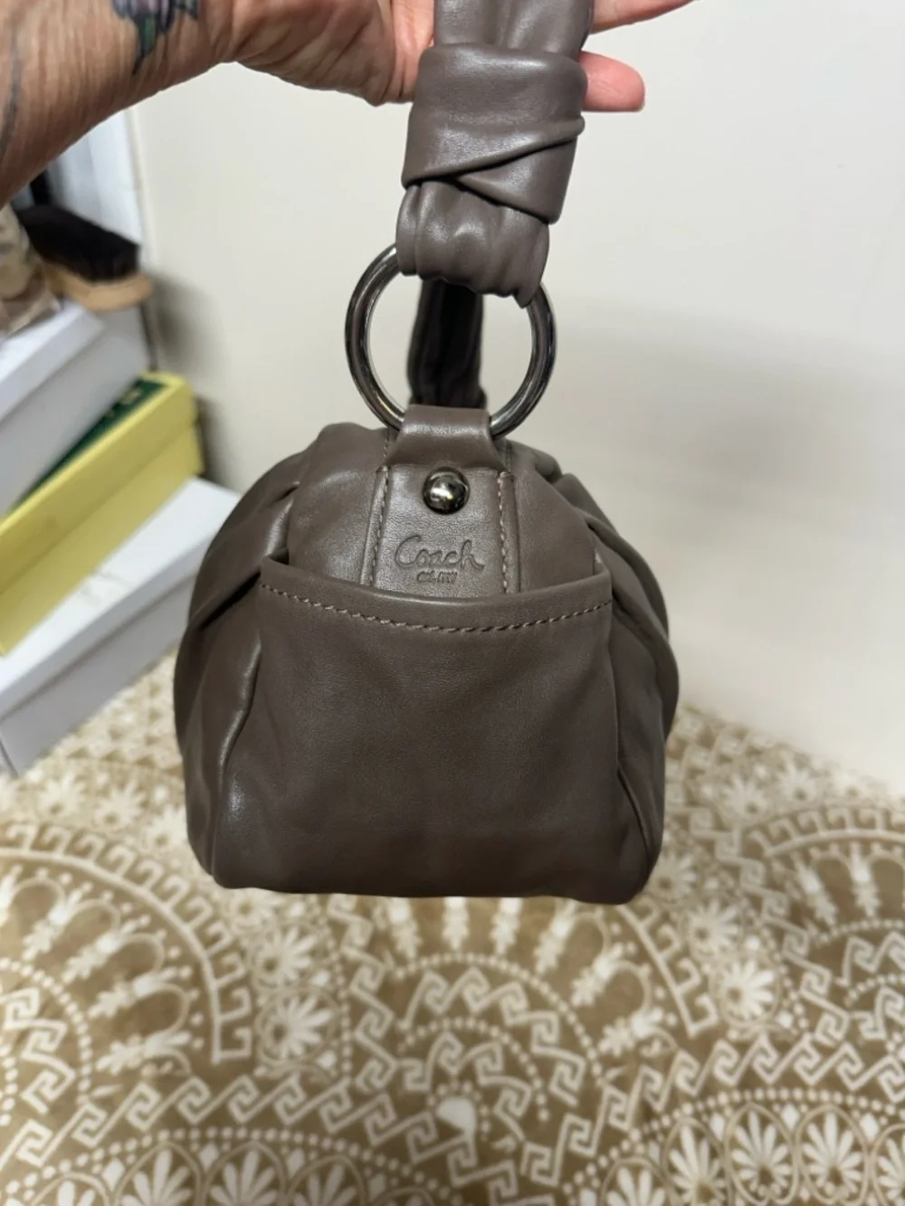 COACH Y2K PARKER TAUPE SOHO PLEATED LEATHER HOBO BAG 13442